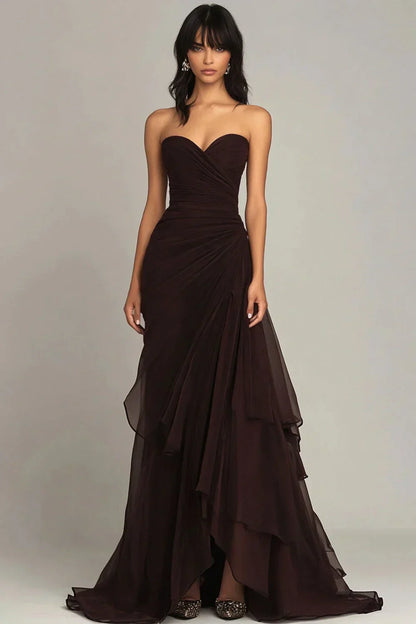Mermaid Dark Green Sweetheart Tulle Long Prom Dresses Formal Evening Dresses with Rufflest HZ1024