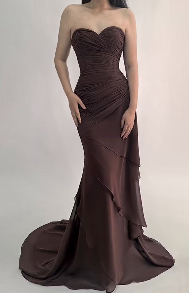Mermaid Dark Green Sweetheart Tulle Long Prom Dresses Formal Evening Dresses with Rufflest HZ1024