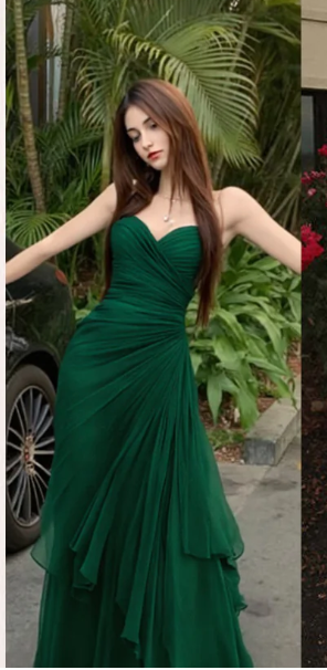 Mermaid Dark Green Sweetheart Tulle Long Prom Dresses Formal Evening Dresses with Rufflest HZ1024