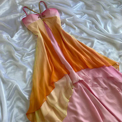 Spaghetti Straps Chiffon Colorful Party Dress Gothic Short Prom Dress Homecoming Dresses HZ1024