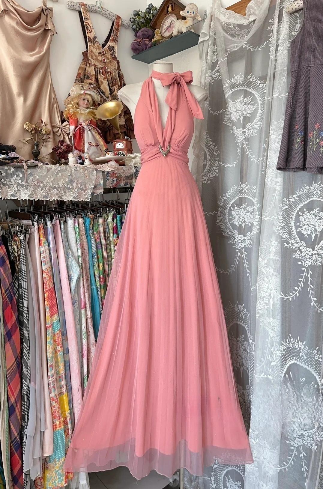 Sweet V-neck Pink A-Line Party Dresses Backless Cocktail Party Dress ED02092