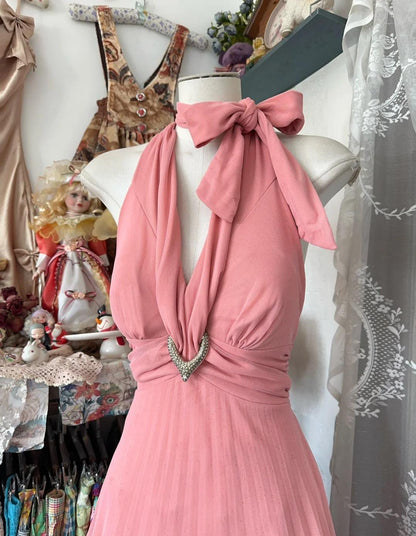 Sweet V-neck Pink A-Line Party Dresses Backless Cocktail Party Dress ED02092