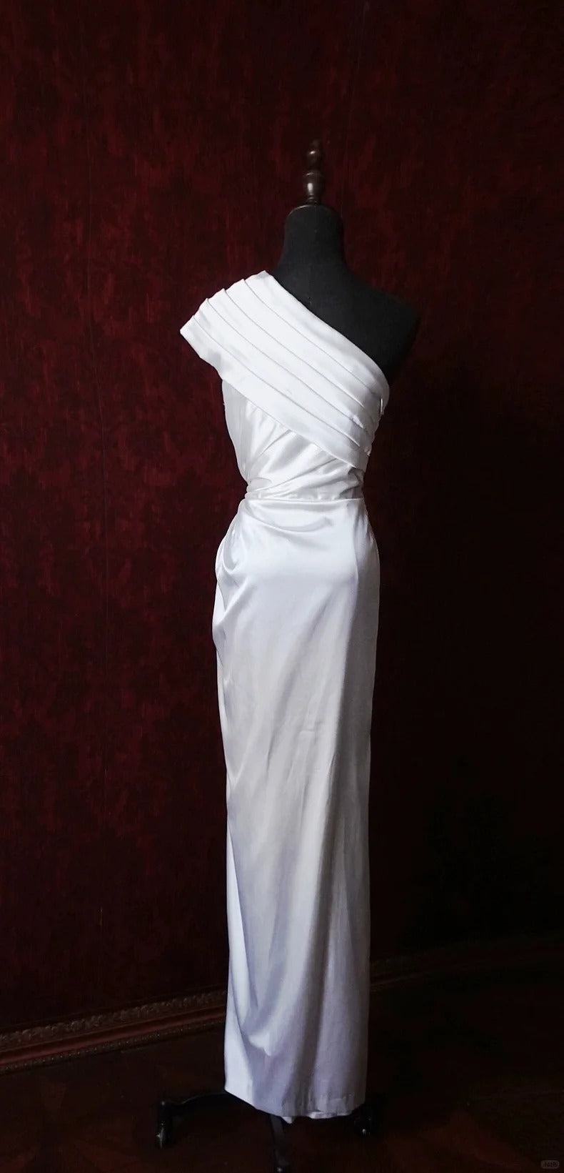 Dark Purple One Shoulder Satin Sheath Simple Evening Dresses HZ1024