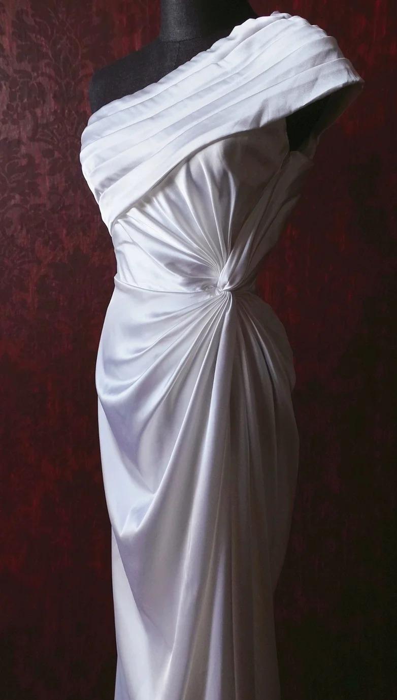 Dark Purple One Shoulder Satin Sheath Simple Evening Dresses HZ1024