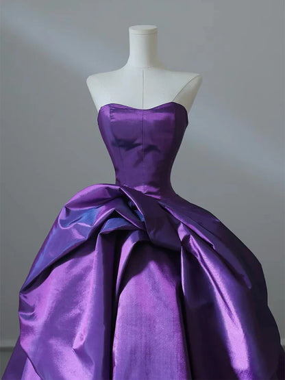 A-Line Satin Purple Long Prom Dress__ Sweetheart Evening Gown for Special Ocassion Quinceanera Dress ED021