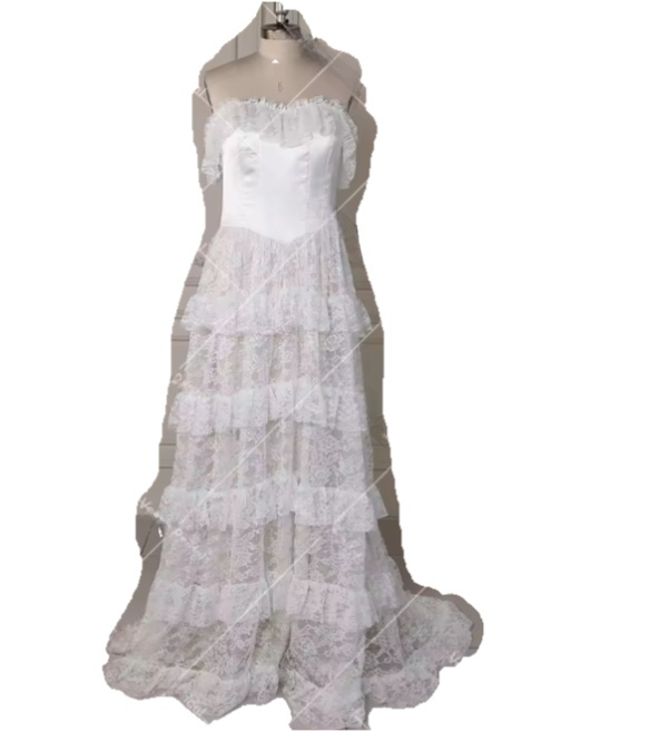 Elegant Ivory Off Shoulder Tulle Lace A-line Wedding Dress ED02101