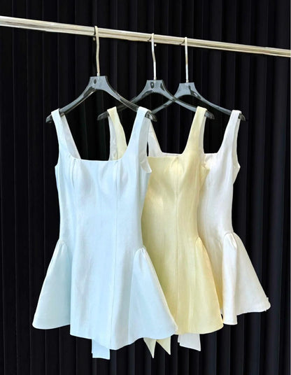 Cute Square Neck A-line Backless Birthday Dress  Bow Short Prom Dress Sweet Homecoming Dress ED02115