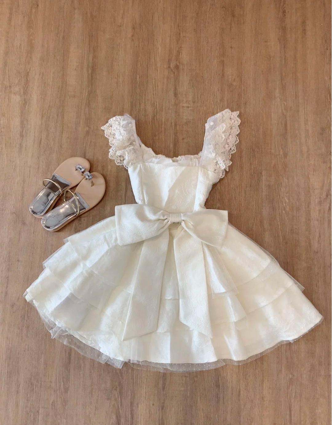 Lace Layered Homecoming Dress with Bow Tulle Retro Short Prom Dresses HZ1024
