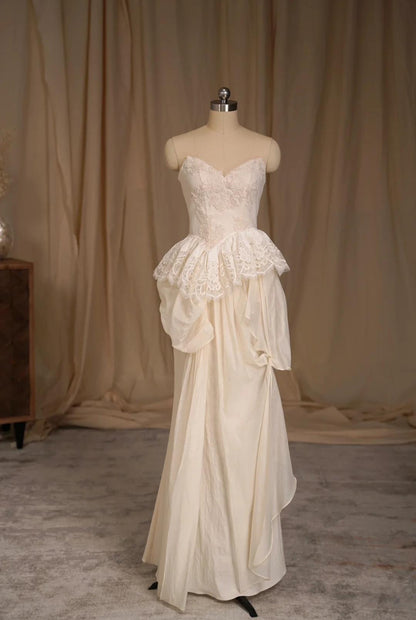 Tulle Lace Strapless Two-piece Evening Dress Simple Wedding Dress HZ1024