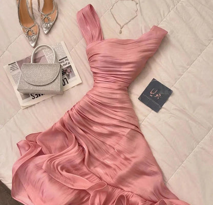 Elegant Pink A-Line Chiffon Party Dresses ED02130