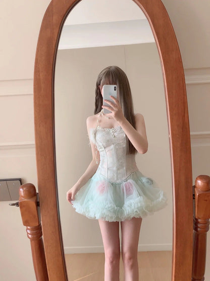 Tulle Strapless A-Line Short Party Dresses Lace Homecoming Dress HZ1024