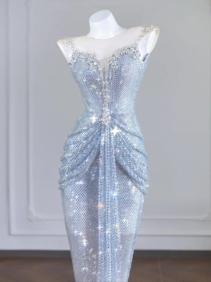 Glittering Rhinestone Spaghetti Strap Bodycon Evening Gowns Gorgeous Long Prom Dresses ED02190
