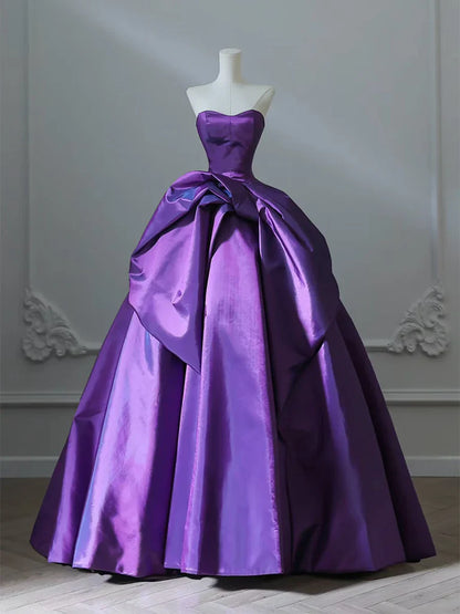 A-Line Satin Purple Long Prom Dress__ Sweetheart Evening Gown for Special Ocassion Quinceanera Dress ED021