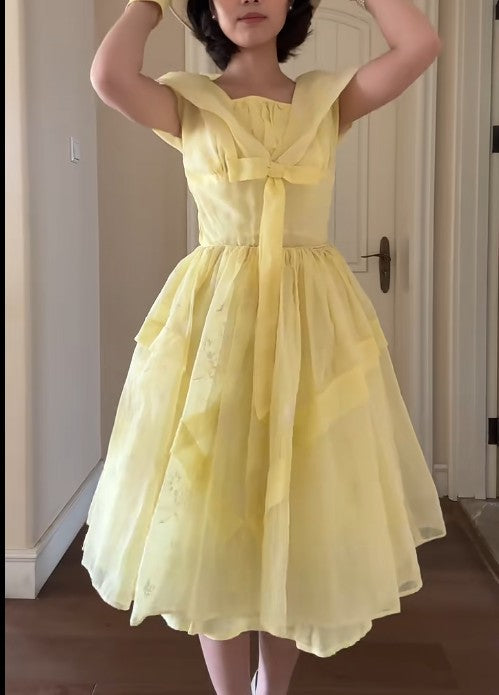 Retro Yellow A-Line Fashion Dress ED02217