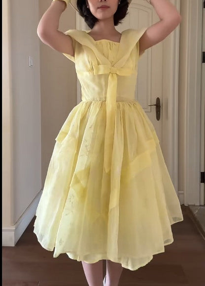 Retro Yellow A-Line Fashion Dress ED02217