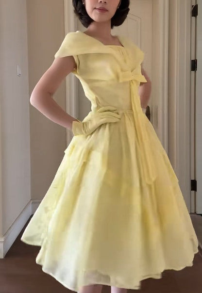 Retro Yellow A-Line Fashion Dress ED02217