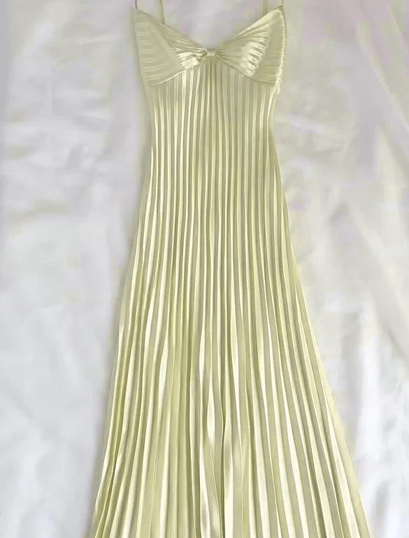 Light Champagne Spaghetti Straps Guest Dresses Sheath Pleated Chiffon Fashion Prom Dress with Backless ED02223
