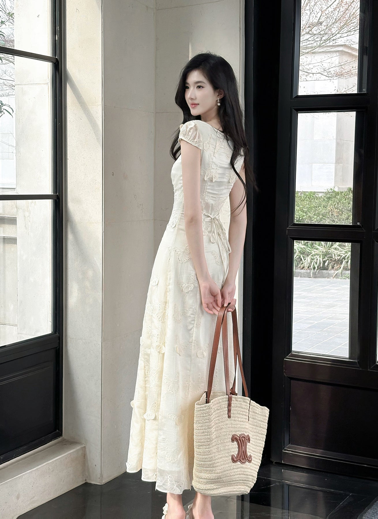 Butterfly Embroidery Dress French Summer Vacation Waist Gentle Dress HZ1024