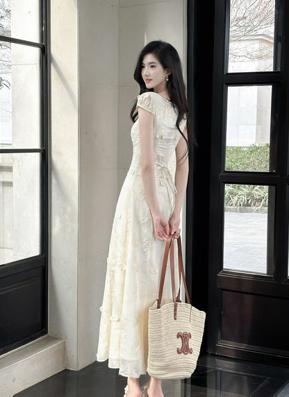 Butterfly Embroidery Dress French Summer Vacation Waist Gentle Dress HZ1024