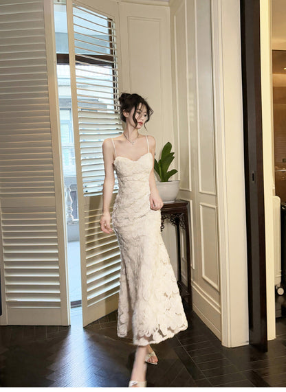 Elegant 3D Flower Embroidery Spaghetti Straps Mermaid Birthday Party Dress HZ1024