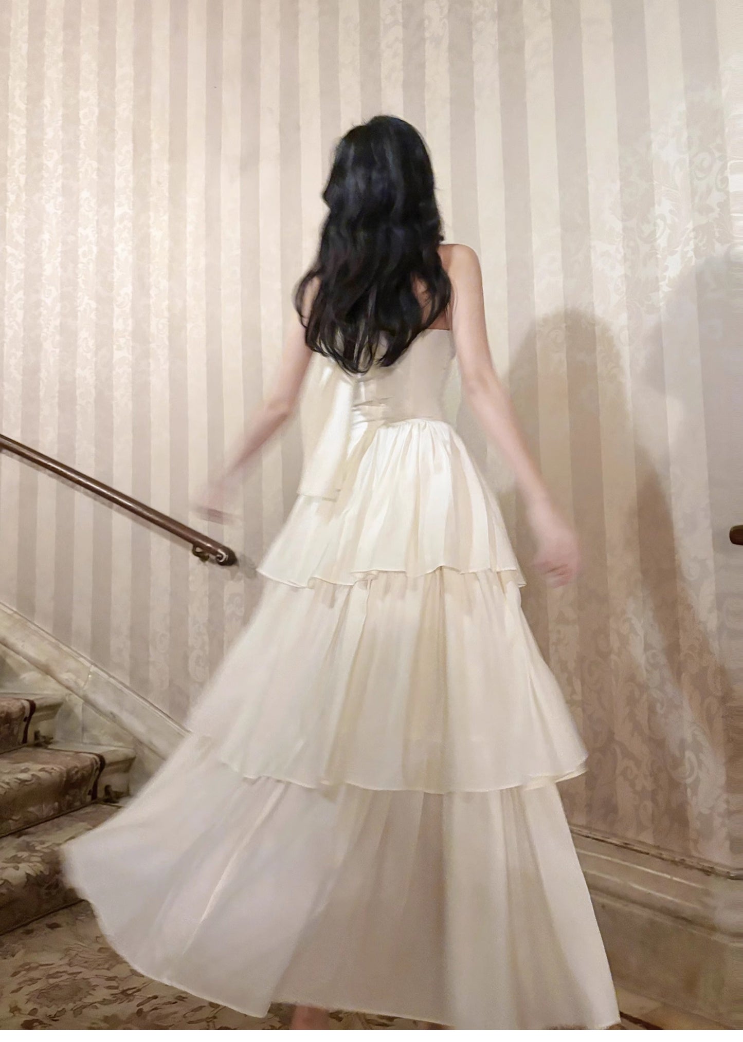 Cute Halter Neck Chiffon Layered A-Line White Party Dress ED02257