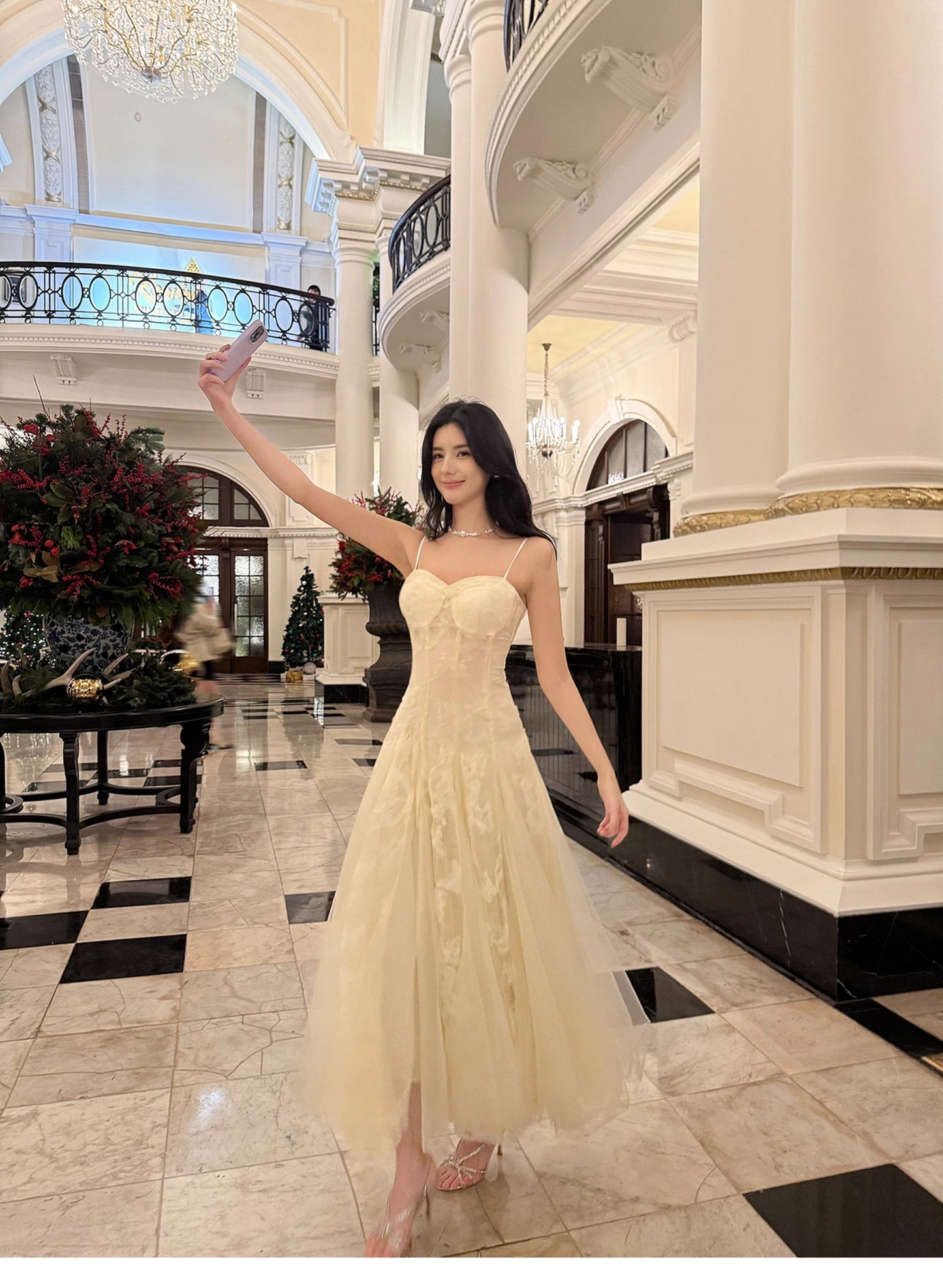 Sweet Light Apricot Spaghetti Straps Tulle A-Line Birthday Prom Dresses ED02260