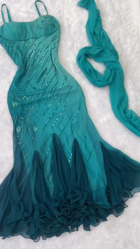 Gradient Emerald Green Spaghetti Straps Chiffon Beaded Mermaid Short Prom Dresses Vintage Evening Dress HZ1024