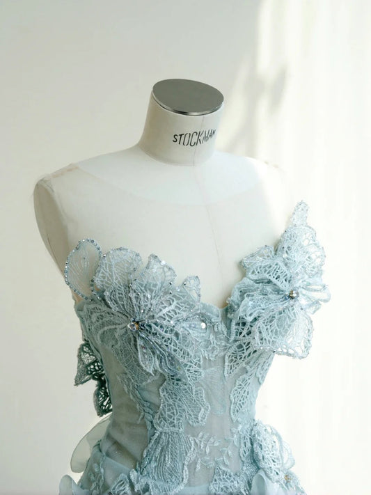 Sweetheart Neck Mermaid Tulle Sequins Elegant Long Prom Dresses Exquisite Embroidery Applique Train Wedding Dress  ED02301