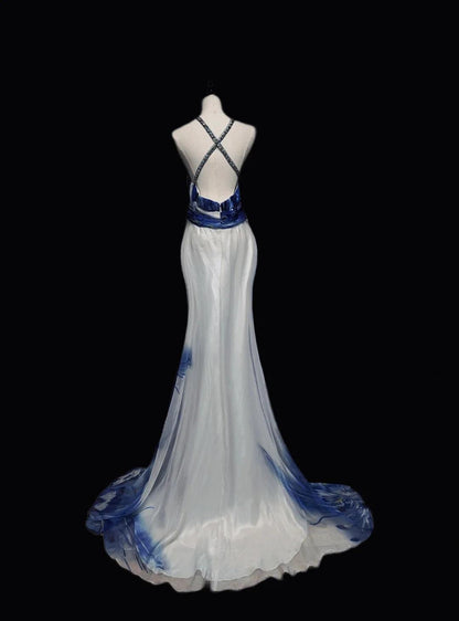 Elegant Sweetheart Neck Mermaid Prom Dresses Satin Beading Simple Evening Gowns ED02324