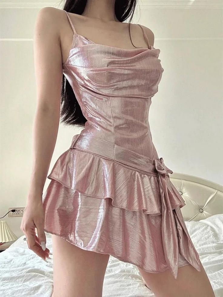 Dusty Pink Chiffon Satin A-Line Spaghetti Straps Short Party Dress Homecoming Dress HZ1024