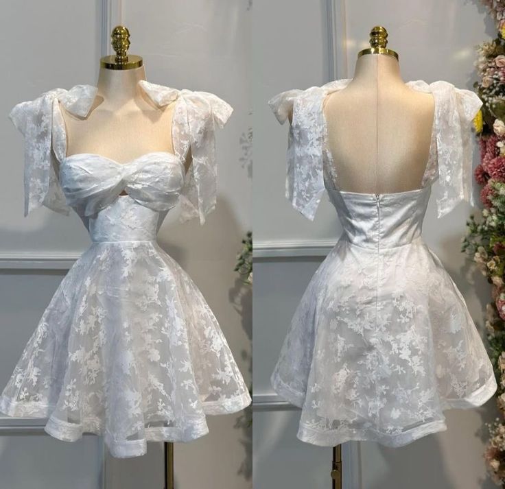 White A-Line Sweetheart Neck Homecoming Dress Tulle Lace Appliques Open Back Short Prom Dresses HZ1024