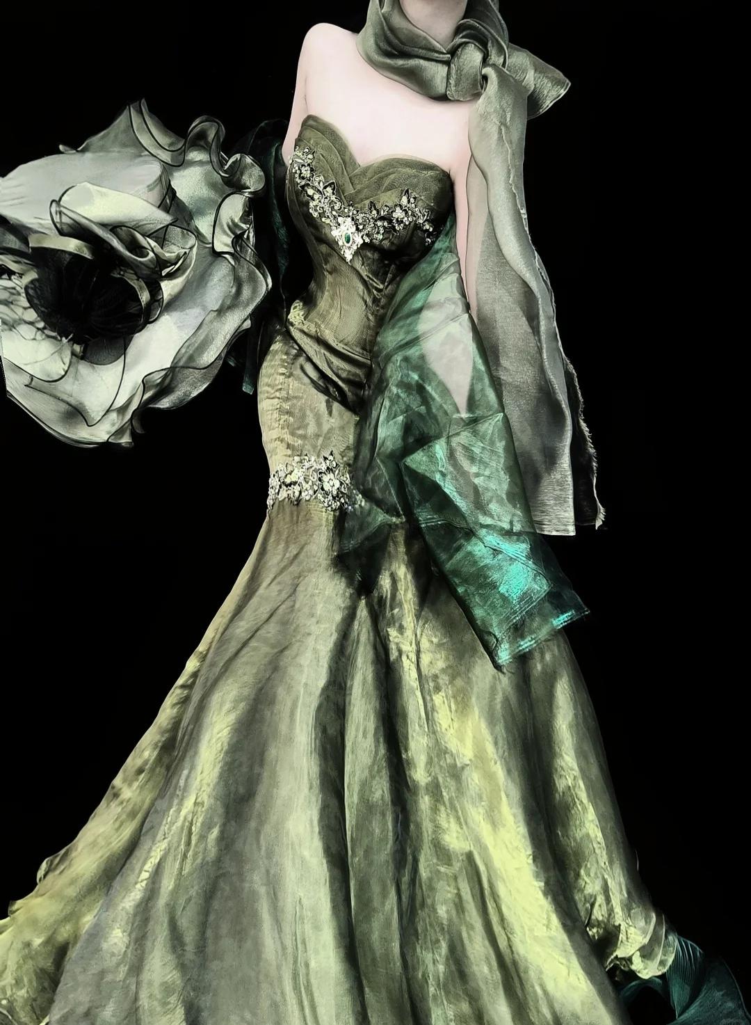 Stunning Forest Green Strapless Mermaid Prom Dresses Tulle Birthday Dress ED02399