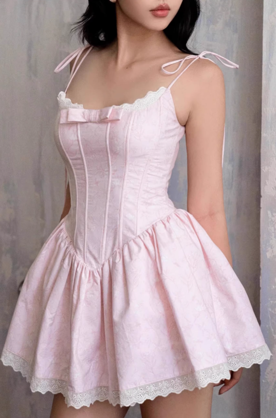 Sweet Pink Spaghetti Strap A-Line Satin Short Prom Dresses Homecoming Dress  ED02407