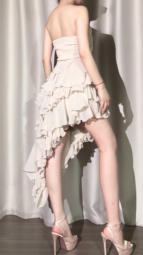Vintage Sweetheart Neck A-Line Party Dress Chiffon Ruffle Short Prom Dresses  ED02412