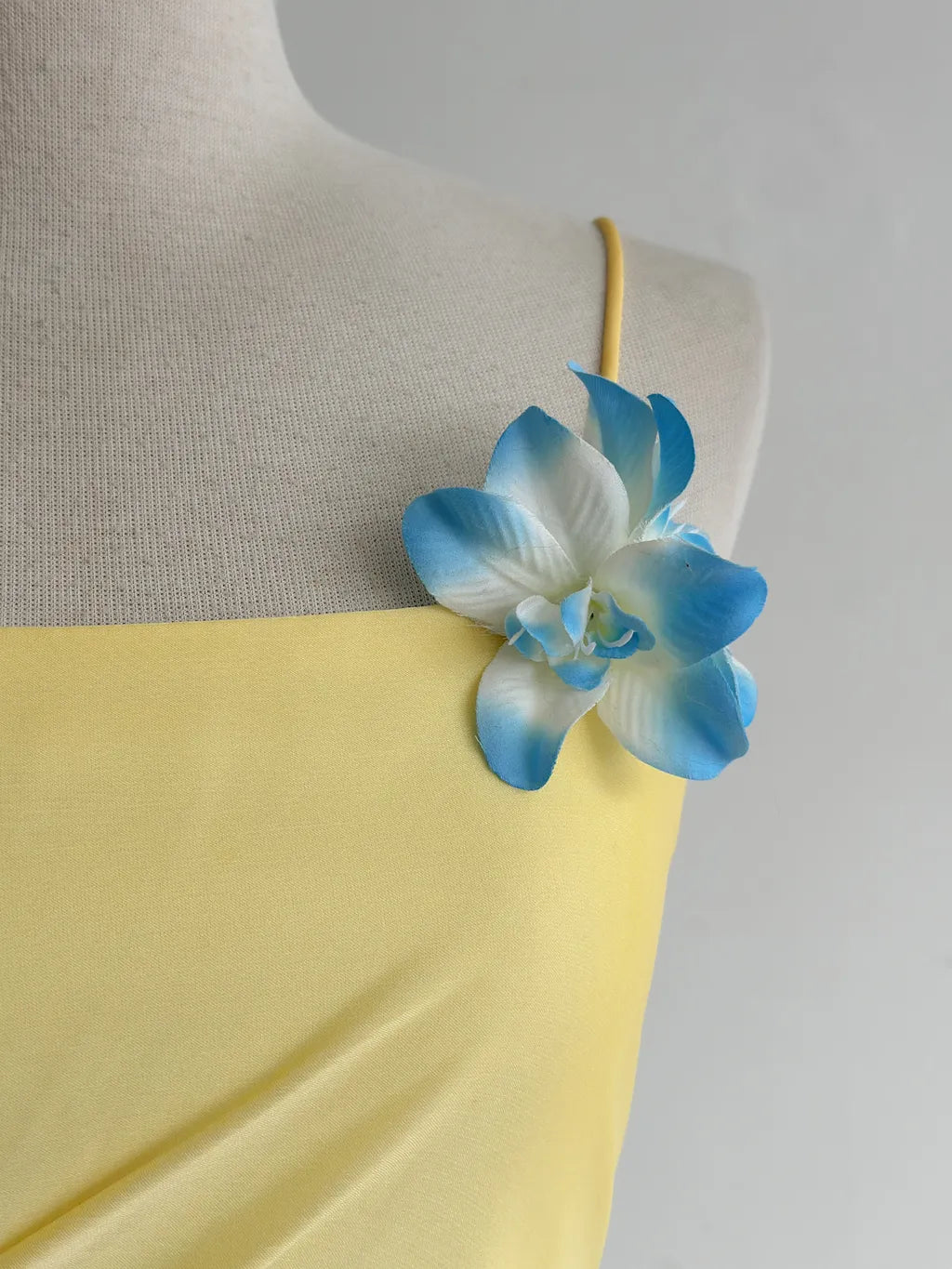 Butter Yellow Spaghetti Strap Sheath Chiffon Prom Dresses Vintage Evening Gowns HZ1024