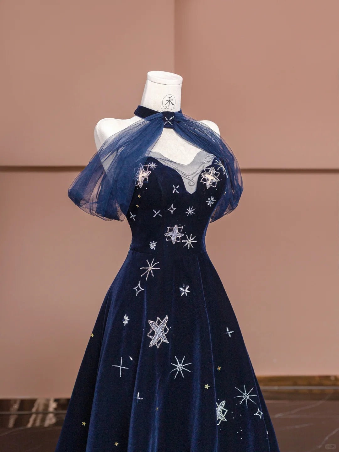 Navy Blue Sweetheart A-Line Velvet Long Prom Dresses Formal Evening Dresses HZ1024