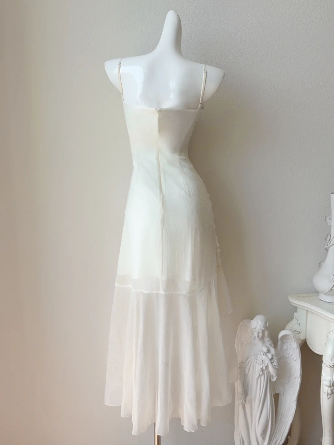 Apricot Chiffon Spaghetti Strap Party Dresses Cute A-Line Evening Gowns HZ1024