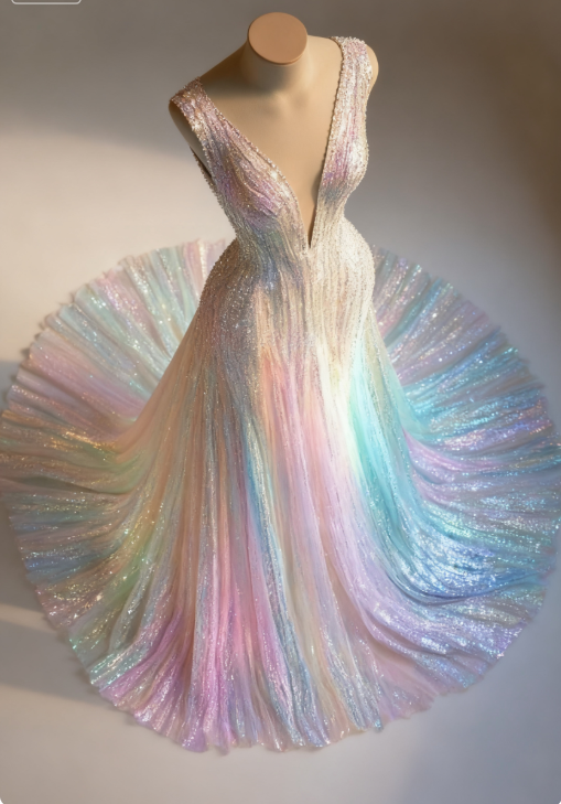 Stunning Colorful V-Neck A-Line Sequined Tulle Long Prom Dresses ED02473