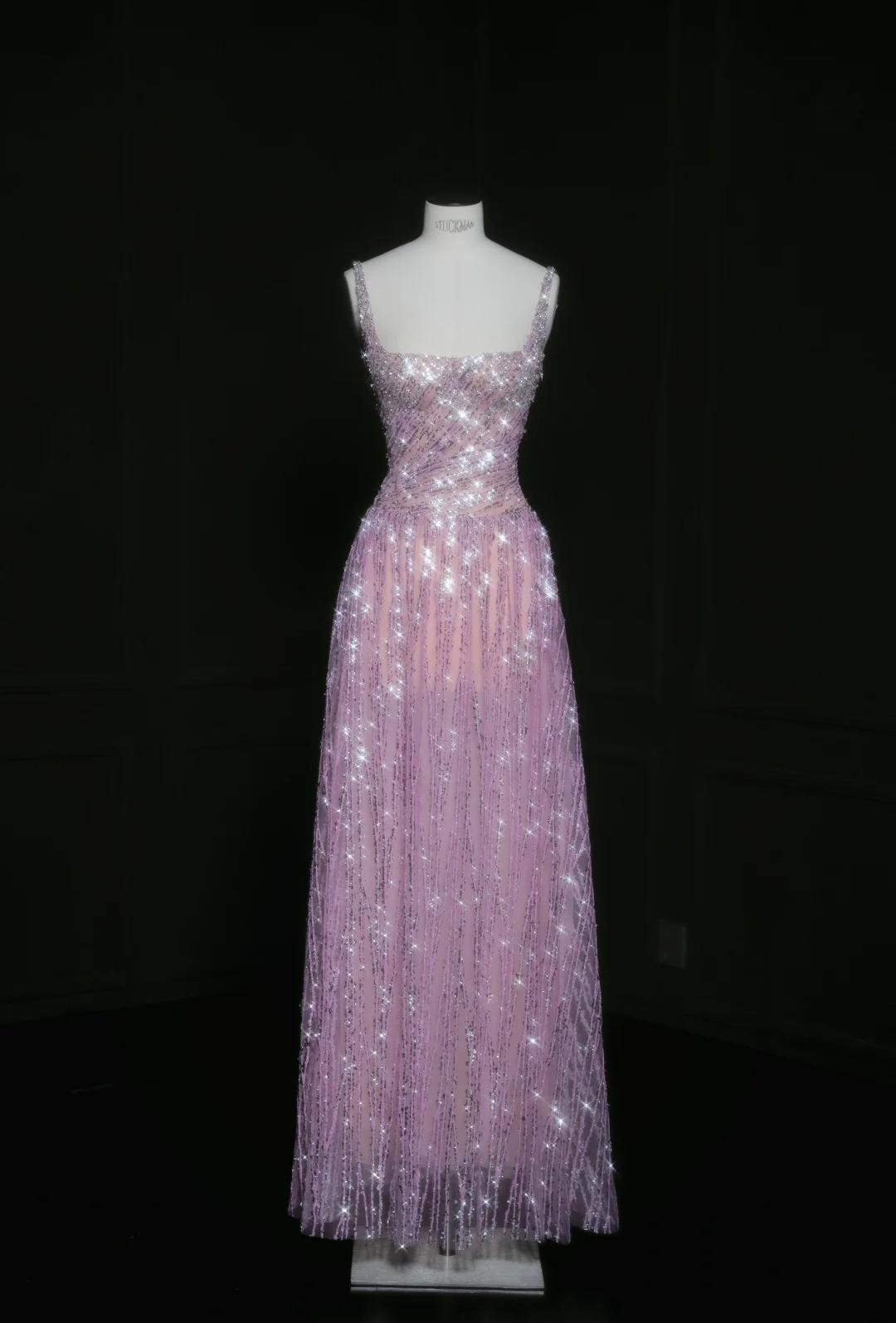 Gorgeous Purple Square Neck A-Line Sequin Prom Dresses Sweet Birthday Party Dress ED02477