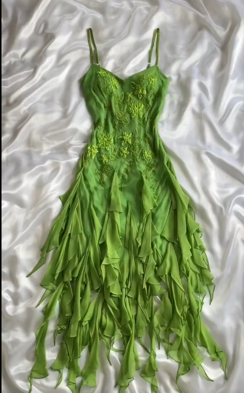 Bud Green Spaghetti Straps Bodycon Beaded Chiffon Short Prom Dresses Vintage Party Dresses with Appliques HZ1024