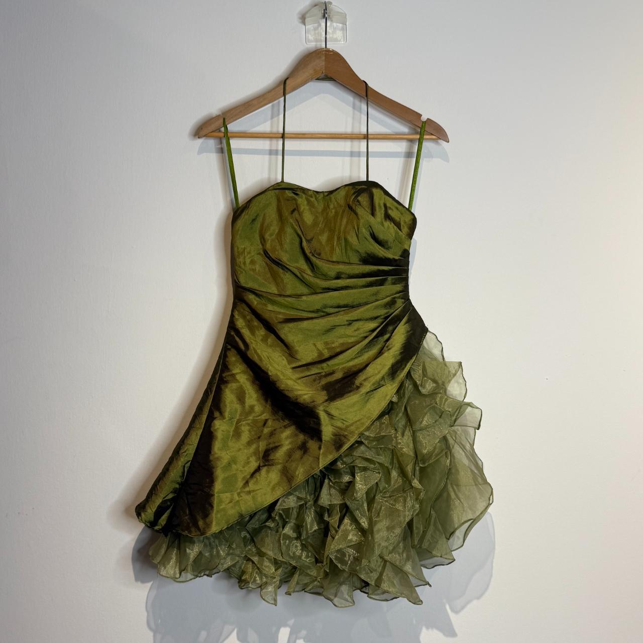 Dark Green Spaghetti Strap A-Line Satin Tulle Short Prom Dresses Homecoming Dresses HZ1024