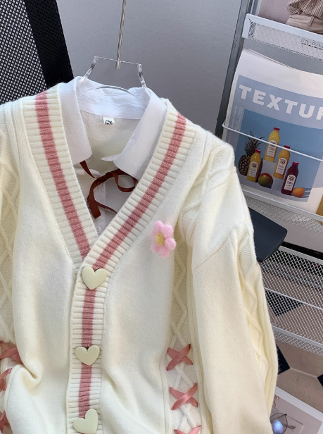 Style 3D Flower Bow Cardigan Sweater HZ1024