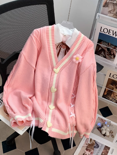 Style 3D Flower Bow Cardigan Sweater HZ1024