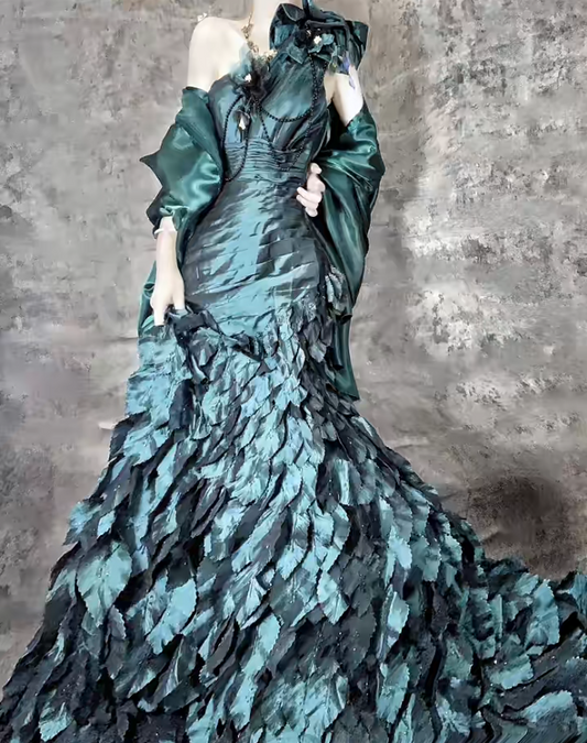Gorgeous Teal One Shoulder Mermaid Taffeta Long Prom Dresses Formal Evening Dresses ED02513