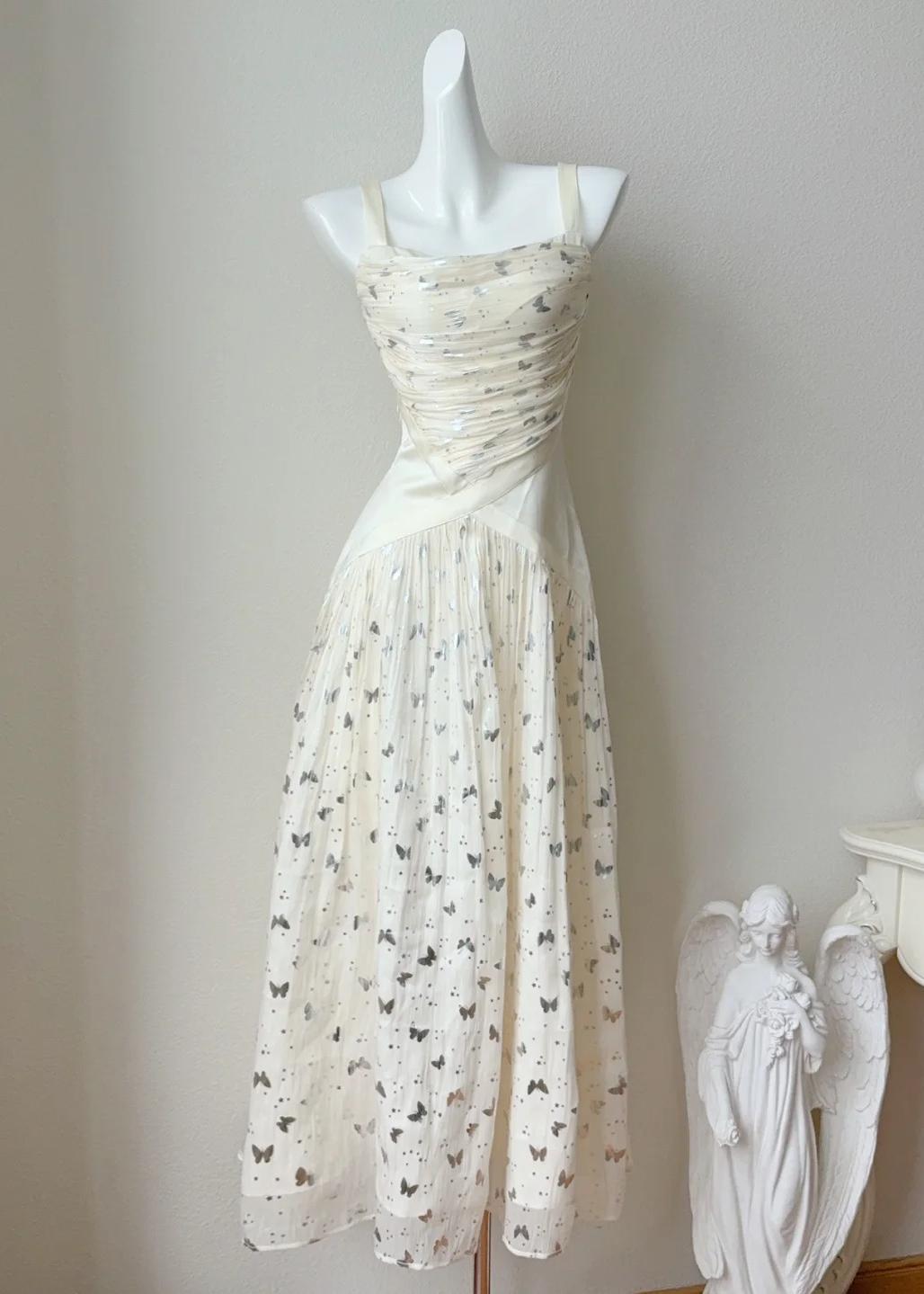 Apricot Square Neck A-Line Gold Butterflies Prom Dresses Birthday Evening Gowns HZ1024