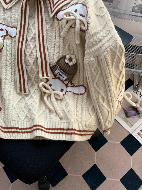 collar preppy bow sweater HZ1024