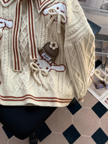 collar preppy bow sweater HZ1024