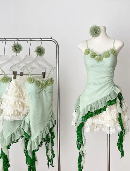 Green Spaghetti Straps Bodycon Lace Tulle Short Prom Dresses Homecoming Dresses HZ1024
