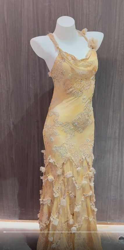 Glam Yellow Straps Mermaid Chiffon Beading Long Prom Dresses Vintage Evening Gowns ED02553