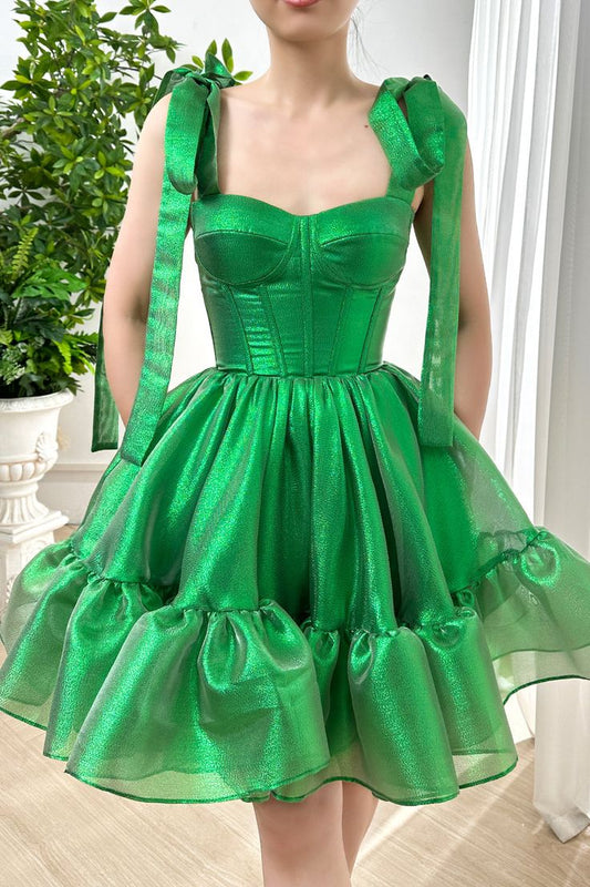 Green Strapless A-Line Chiffon Short Prom Dresses Homecoming Dresses HZ1024
